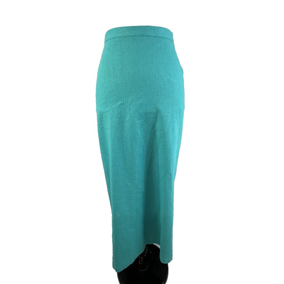 Maggie Barnes Skirt Plus size 34W Aquamarine Green Linen Long Straight Modest - Picture 2 of 13